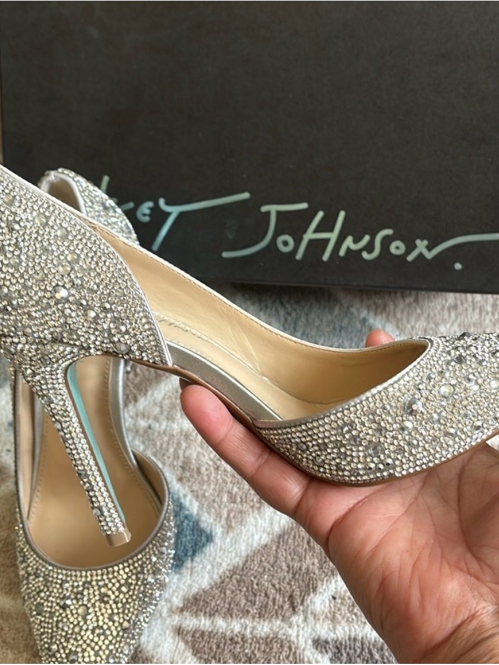 Betsey Johnson Silver Crystal D'Orsay Heels - Picture 3 of 11